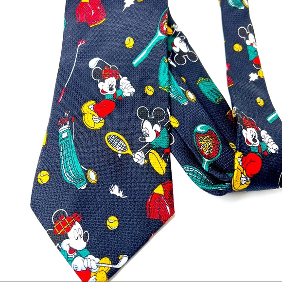 MICKEY MOUSE Disney GOLF TENNIS Sports Silk TIE golfing - Picture 5 of 7